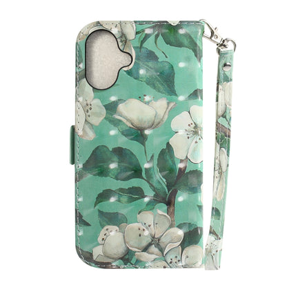 For iPhone 16 Plus 3D Colored Horizontal Flip Leather Phone Case(Watercolor Flower) - iPhone 16 Plus Cases by buy2fix | Online Shopping UK | buy2fix