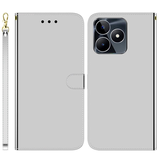 For Realme C53 / Narzo N53 Imitated Mirror Surface Leather Phone Case(Silver) - Realme Cases by buy2fix | Online Shopping UK | buy2fix