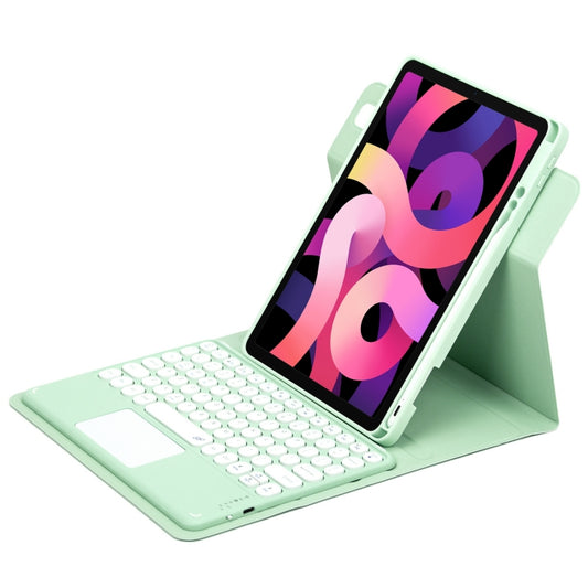 For iPad Air 2022 / iPad Pro 11 2021 Round Button 360 Degree Rotatable Bluetooth Keyboard Leather Case with Touchpad(Mint Green) - Universal by buy2fix | Online Shopping UK | buy2fix