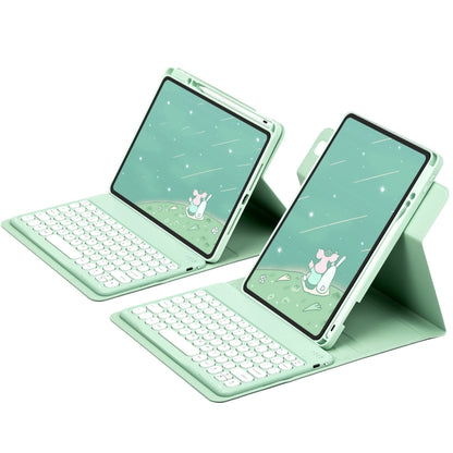 For iPad Air 2022 / iPad Pro 11 2021 Round Button 360 Degree Rotatable Bluetooth Keyboard Leather Case(Mint Green) - Universal by buy2fix | Online Shopping UK | buy2fix