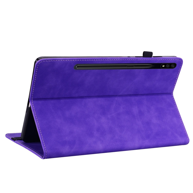 For Samsung Galaxy Tab S9+ Skin Feel Solid Color Zipper Leather Tablet Case(Purple) - Galaxy Tab S9+ Cases by buy2fix | Online Shopping UK | buy2fix