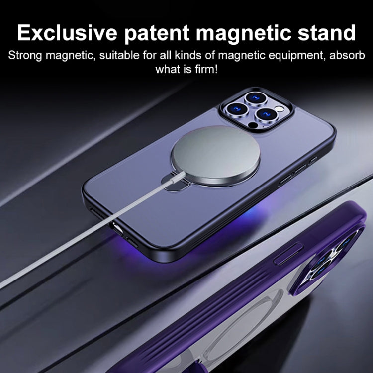 For iPhone 13 Pro Max Multifunctional MagSafe Holder Phone Case(Purple) - iPhone 13 Pro Max Cases by buy2fix | Online Shopping UK | buy2fix