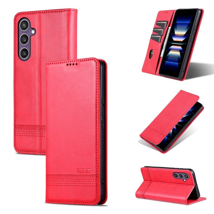 For Samsung Galaxy S24+ 5G AZNS Magnetic Calf Texture Flip Leather Phone Case(Red) - Galaxy S24+ 5G Cases by AZNS | Online Shopping UK | buy2fix