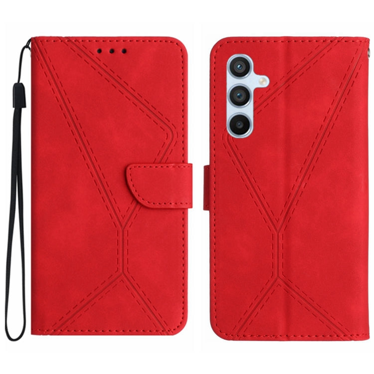 For Samsung Galaxy A25 5G Stitching Embossed Leather Phone Case(Red) - Galaxy Phone Cases by buy2fix | Online Shopping UK | buy2fix