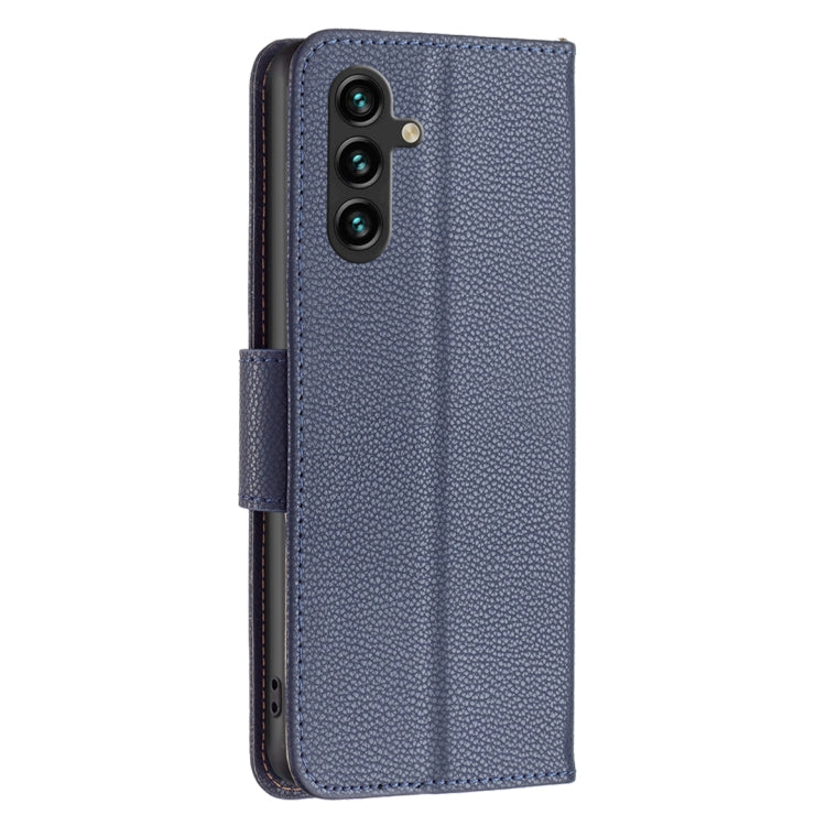 For Samsung Galaxy A15 Litchi Texture Pure Color Flip Leather Phone Case(Blue) - Galaxy Phone Cases by buy2fix | Online Shopping UK | buy2fix