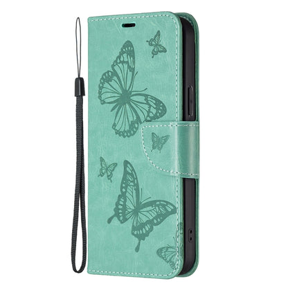 For Samsung Galaxy S24 Ultra 5G Embossing Two Butterflies Pattern Leather Phone Case(Green) - Galaxy S24 Ultra 5G Cases by buy2fix | Online Shopping UK | buy2fix