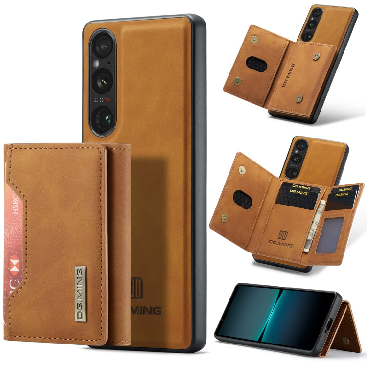 For Sony Xperia 1 V DG.MING M2 Series 3-Fold Multi Card Bag + Magnetic Phone Case(Brown) - Sony Cases by DG.MING | Online Shopping UK | buy2fix