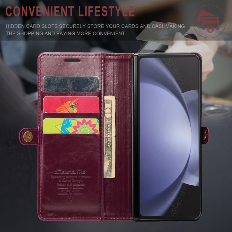 For Samsung Galaxy Z Fold5 CaseMe-003 PU + PC Business Style Crazy Horse Texture Leather Phone Case(Mulberry Red) - Galaxy Z Fold5 Cases by CaseMe | Online Shopping UK | buy2fix