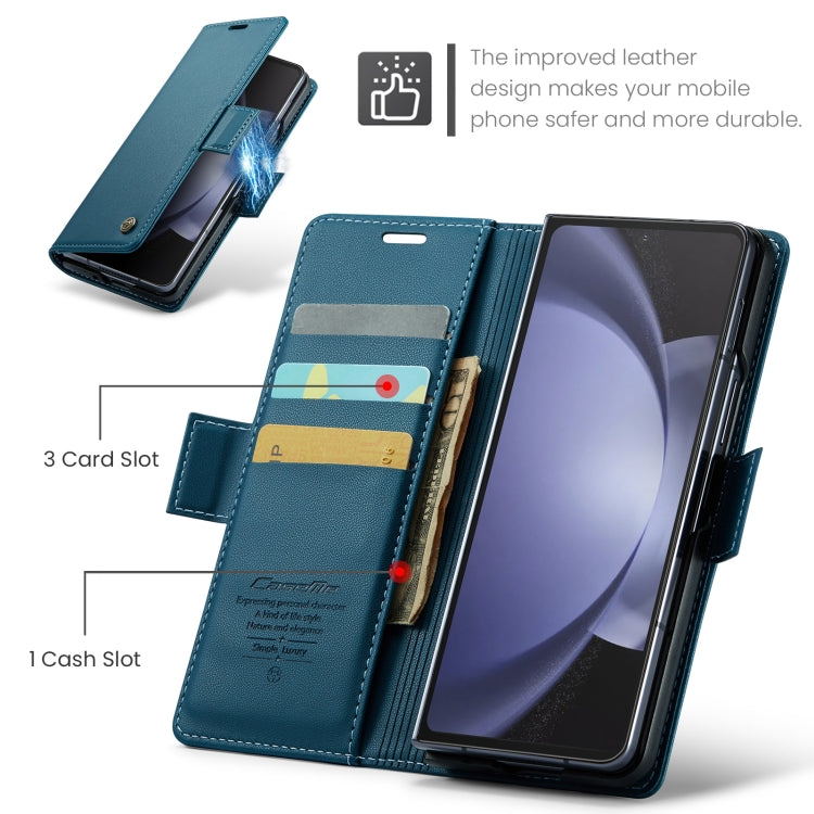 For Samsung Galaxy Z Fold5 CaseMe 023 Butterfly Buckle Litchi Texture RFID Anti-theft Leather Phone Case(Blue) - Galaxy Z Fold5 Cases by CaseMe | Online Shopping UK | buy2fix