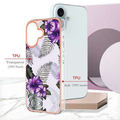 For iPhone 16 Plus Electroplating Pattern IMD TPU Shockproof Case(Purple Flower) - iPhone 16 Plus Cases by buy2fix | Online Shopping UK | buy2fix