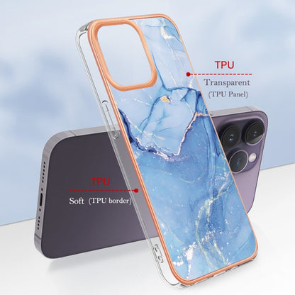 For iPhone 16 Pro Max Electroplating Marble Dual-side IMD Phone Case(Blue 018) - iPhone 16 Pro Max Cases by buy2fix | Online Shopping UK | buy2fix