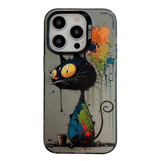 For iPhone 16 Pro Max Animal Pattern Oil Painting Series PC + TPU Phone Case(Black Cat) - iPhone 16 Pro Max Cases by buy2fix | Online Shopping UK | buy2fix