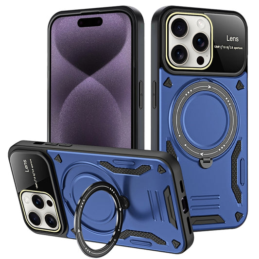 For iPhone 16 Pro Max Large Window MagSafe Holder Phone Case(Blue) - iPhone 16 Pro Max Cases by buy2fix | Online Shopping UK | buy2fix