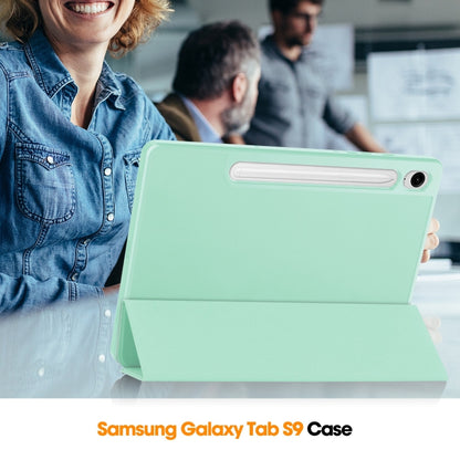 For Samsung Galaxy Tab S9 FE 3-Fold Pure Color TPU Smart Leather Tablet Case with Pen Slot(Mint Green) - Galaxy Tab S9 FE by buy2fix | Online Shopping UK | buy2fix