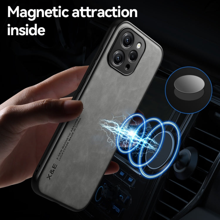 For Xiaomi Redmi Note 13 5G Skin Feel Magnetic Leather Back Phone Case(Light Grey) - Note 13 Cases by buy2fix | Online Shopping UK | buy2fix