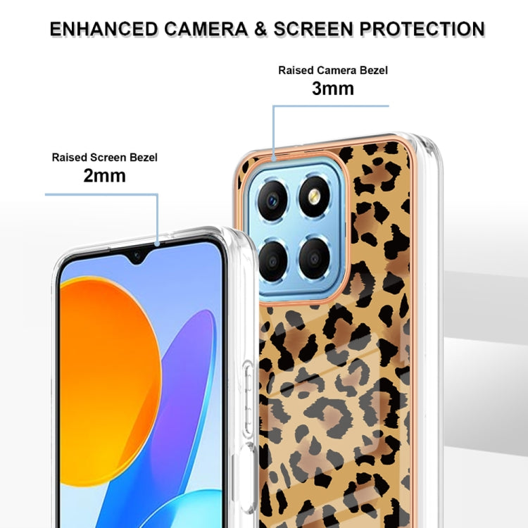 For Honor X8 5G / X6 4G Electroplating Marble Dual-side IMD Phone Case(Leopard Print) - Honor Cases by buy2fix | Online Shopping UK | buy2fix