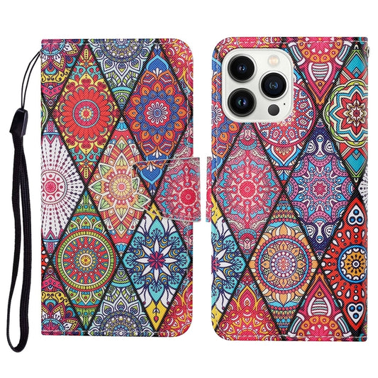 For iPhone 16 Pro Max 3D Colored Drawing Flip Leather Phone Case(Rhombus Totem) - iPhone 16 Pro Max Cases by buy2fix | Online Shopping UK | buy2fix