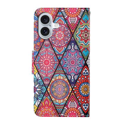 For iPhone 16 3D Colored Drawing Flip Leather Phone Case(Rhombus Totem) - iPhone 16 Cases by buy2fix | Online Shopping UK | buy2fix