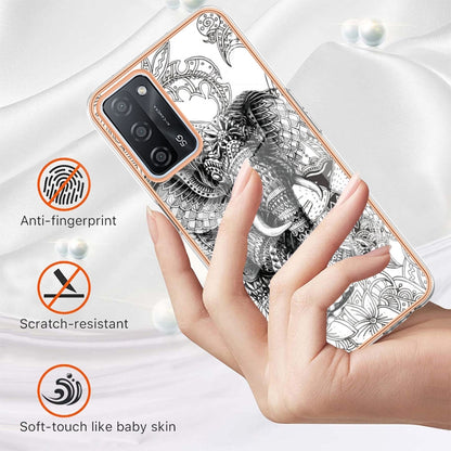 For OPPO A55 5G / A53s 5G / A54 4G Electroplating Marble Dual-side IMD Phone Case(Totem Elephant) - OPPO Cases by buy2fix | Online Shopping UK | buy2fix