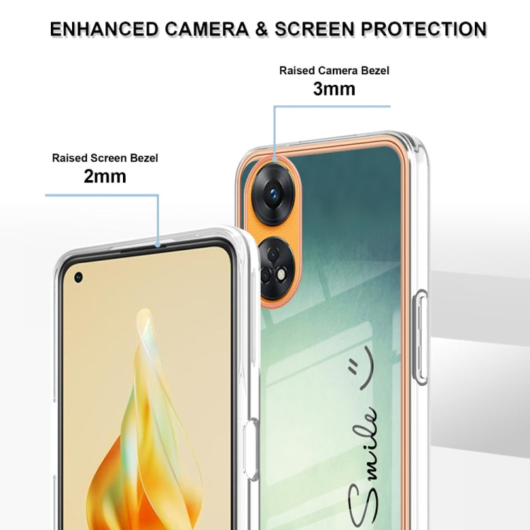 For OPPO Reno8 T 4G Electroplating Marble Dual-side IMD Phone Case(Smile) - OPPO Cases by buy2fix | Online Shopping UK | buy2fix
