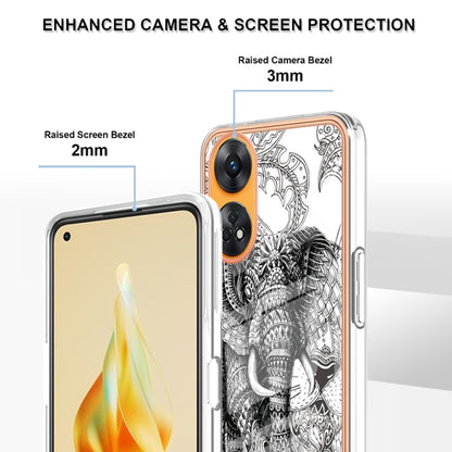 For OPPO Reno8 T 4G Electroplating Marble Dual-side IMD Phone Case(Totem Elephant) - OPPO Cases by buy2fix | Online Shopping UK | buy2fix