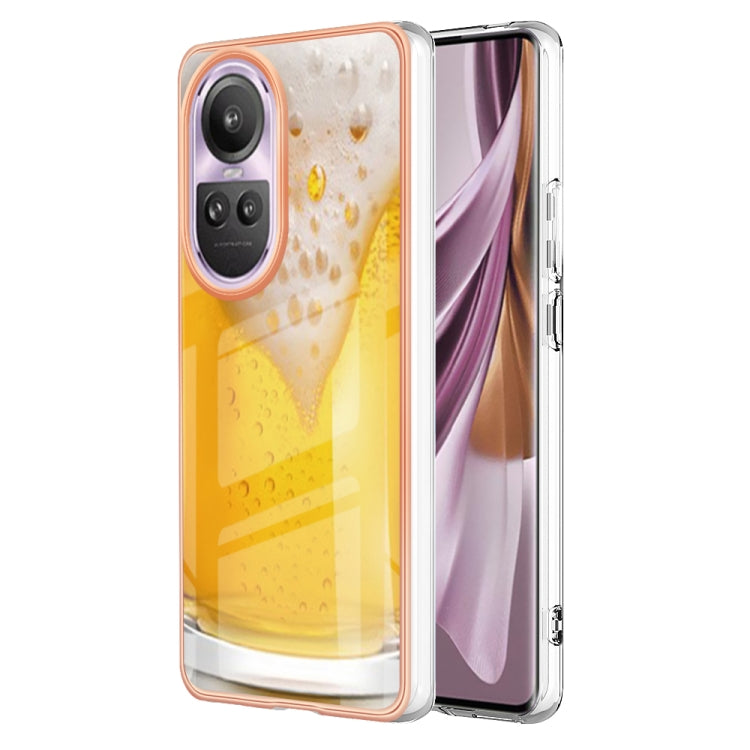 For OPPO Reno10 Pro 5G Global Electroplating Marble Dual-side IMD Phone Case(Draft Beer) - OPPO Cases by buy2fix | Online Shopping UK | buy2fix