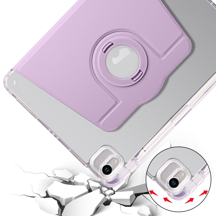 For iPad Air 13 2024 Clear Acrylic 360 Rotation Detachable Leather Tablet Case(Light Purple) - iPad Air 13 2024 Cases by buy2fix | Online Shopping UK | buy2fix