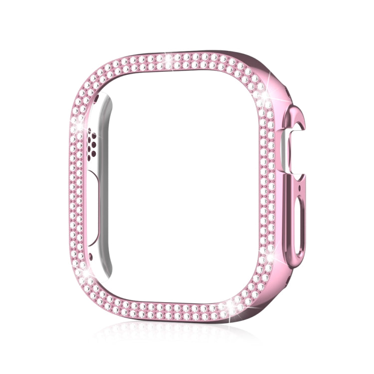 For Apple Watch Ultra 2 / Ultra 49mm Double Row Diamond Hollow PC Watch Case(Pink) - Watch Cases by buy2fix | Online Shopping UK | buy2fix