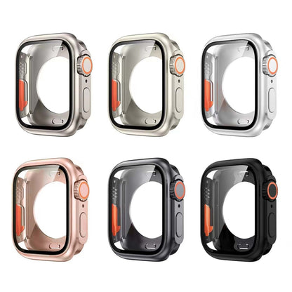 For Apple Watch Series 9 / 8 / 7 41mm Change to Ultra 49mm All-Inclusive Film Hybrid PC Watch Case(Silver) - Watch Cases by buy2fix | Online Shopping UK | buy2fix