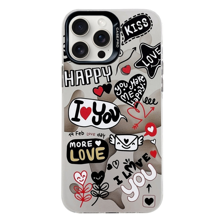 For iPhone 16 Pro Max Electroplated Silver Series PC Protective Phone Case(Love Writing) - iPhone 16 Pro Max Cases by buy2fix | Online Shopping UK | buy2fix