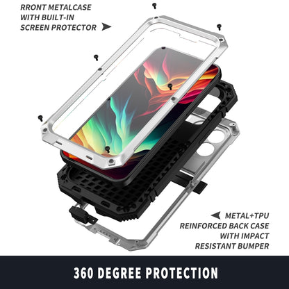 For iPhone 15 Pro R-JUST Shockproof Life Waterproof Dust-proof Metal + Silicone Phone Case with Holder(Silver) - iPhone 15 Pro Cases by R-JUST | Online Shopping UK | buy2fix