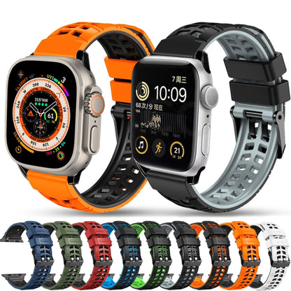 For Apple Watch SE 44mm Twill Dual-row Buckle Silicone Watch Band(Orange Black) - Watch Bands by buy2fix | Online Shopping UK | buy2fix