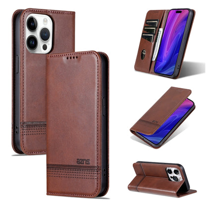 For iPhone 16 Pro Max AZNS Magnetic Calf Texture Flip Leather Phone Case(Dark Brown) - iPhone 16 Pro Max Cases by AZNS | Online Shopping UK | buy2fix