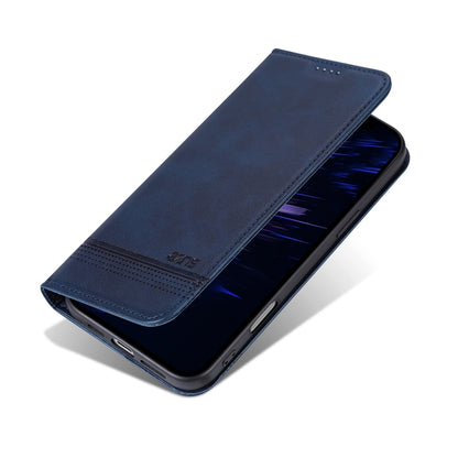 For iPhone 16 Plus AZNS Magnetic Calf Texture Flip Leather Phone Case(Dark Blue) - iPhone 16 Plus Cases by AZNS | Online Shopping UK | buy2fix