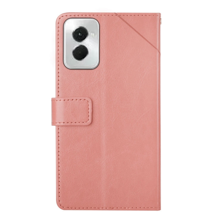 For Motorola Moto G Power 5G 2024 HT01 Y-shaped Pattern Flip Leather Phone Case(Pink) - Motorola Cases by buy2fix | Online Shopping UK | buy2fix