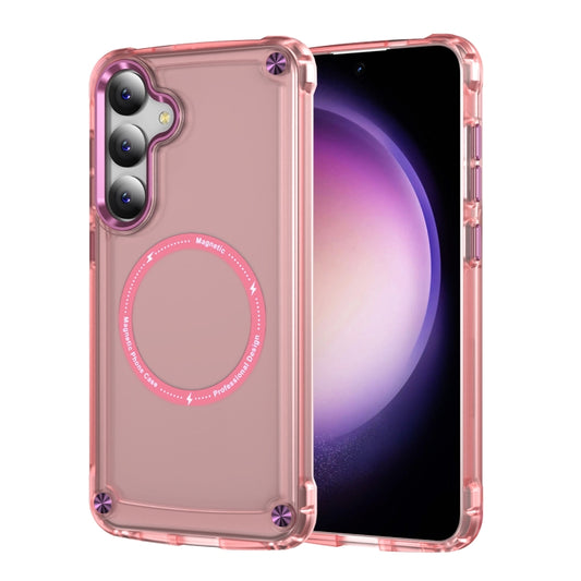 For Samsung Galaxy S25+ 5G Skin Feel TPU + PC MagSafe Magnetic Phone Case(Transparent Pink) - Galaxy S25+ 5G Cases by buy2fix | Online Shopping UK | buy2fix