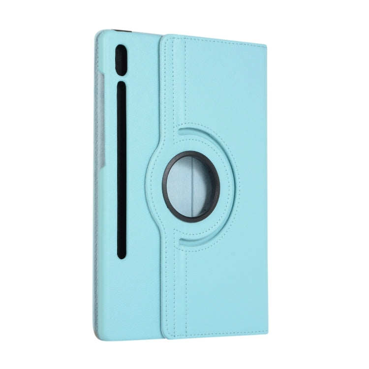 For Samsung Galaxy Tab S9 360 Degrees Rotation Holder Litchi Texture Leather Tablet Case(Sky Blue) - Galaxy Tab S9 Cases by buy2fix | Online Shopping UK | buy2fix