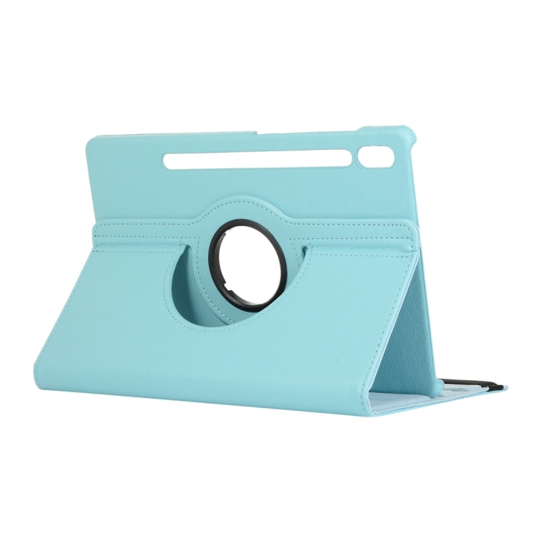 For Samsung Galaxy Tab S9 360 Degrees Rotation Holder Litchi Texture Leather Tablet Case(Sky Blue) - Galaxy Tab S9 Cases by buy2fix | Online Shopping UK | buy2fix