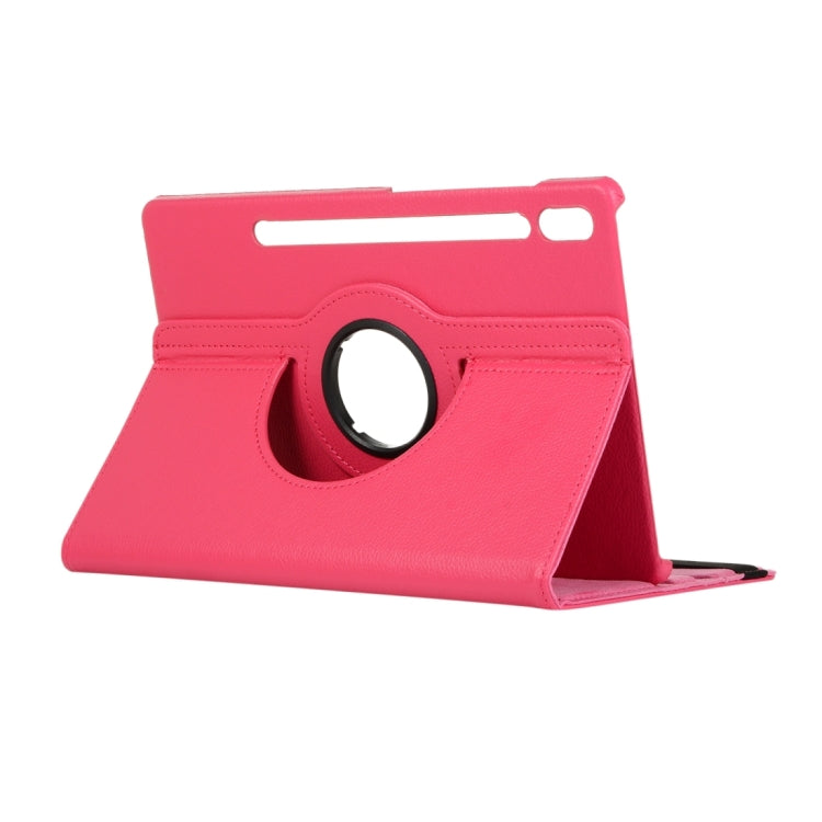 For Samsung Galaxy Tab S9 Ultra 360 Degrees Rotation Holder Litchi Texture Leather Tablet Case(Rose Red) - Galaxy Tab S9 Ultra Cases by buy2fix | Online Shopping UK | buy2fix