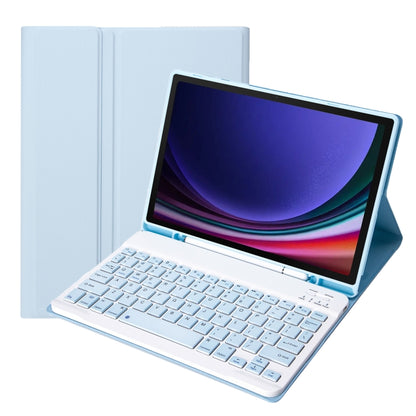 For Samsung Galaxy Tab S9 FE A710B Candy Color TPU Bluetooth Keyboard Leather Tablet Case with Pen Holder(Ice Blue) - Samsung Keyboard by buy2fix | Online Shopping UK | buy2fix