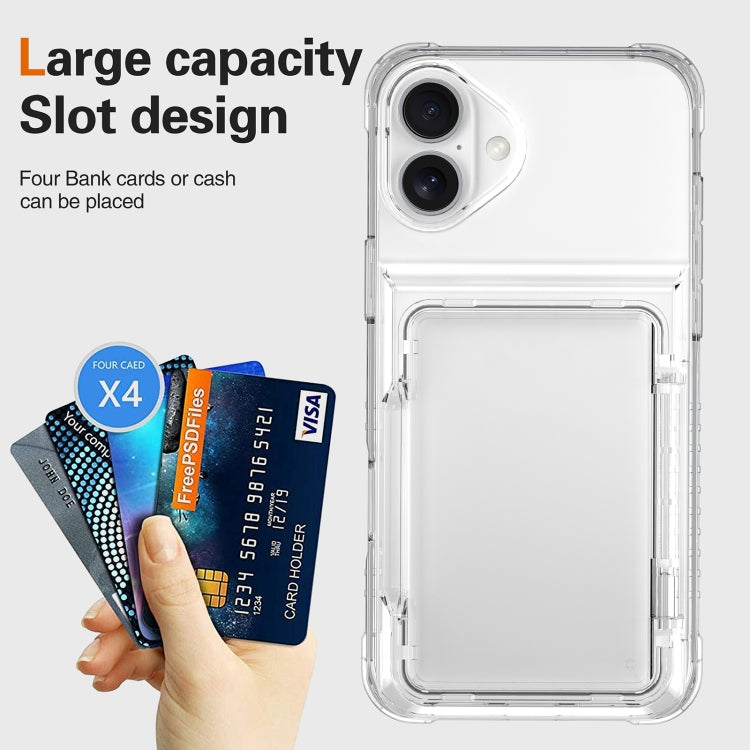 For iPhone 16 Crystal Clear Flip Card Slot Phone Case(Transparent) - iPhone 16 Cases by buy2fix | Online Shopping UK | buy2fix