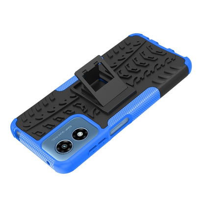 For Motorola Moto G Play 4G 2024 Tire Texture TPU + PC Phone Case with Holder(Blue) - Motorola Cases by buy2fix | Online Shopping UK | buy2fix