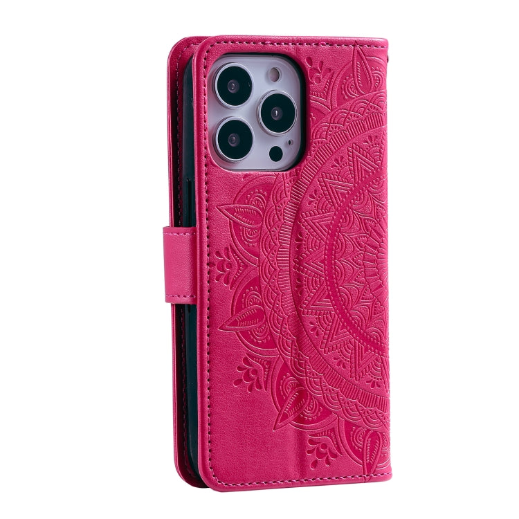 For iPhone 16 Pro Max Totem Flower Embossed Leather Phone Case(Red) - iPhone 16 Pro Max Cases by buy2fix | Online Shopping UK | buy2fix