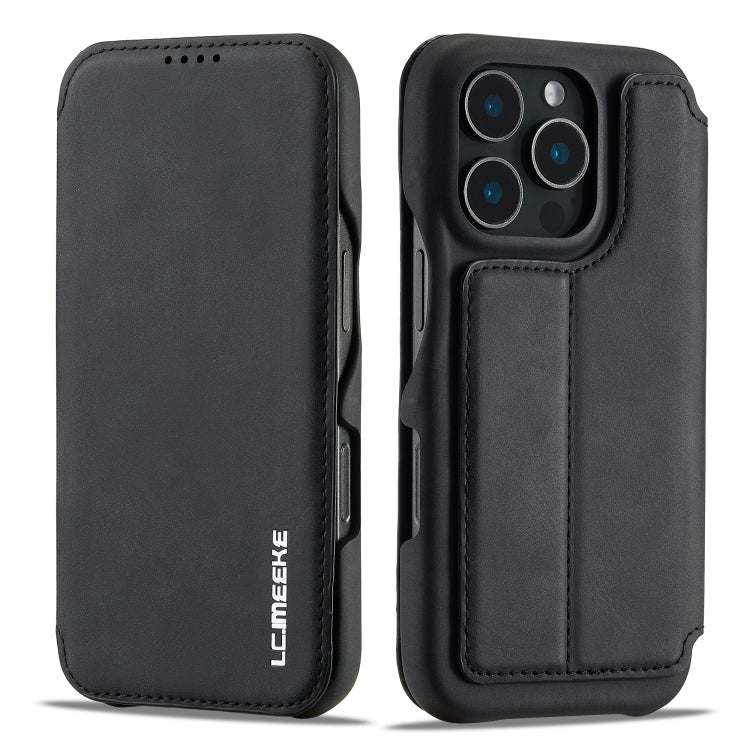 For iPhone 16 Pro LC.IMEEKE Hon Ancient Series Flip Leather Phone Case(Black) - iPhone 16 Pro Cases by LC.IMEEKE | Online Shopping UK | buy2fix