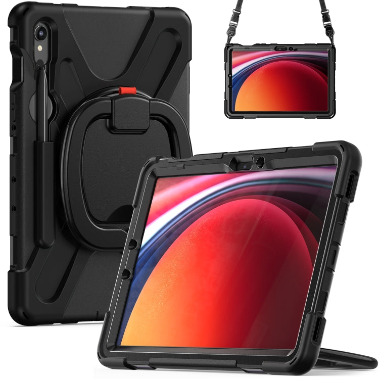 For Samsung Galaxy Tab S9 / S8 / S7 Silicone Hybrid PC Tablet Case with Holder & Shoulder Strap(Black) - Other Galaxy Tab PC by buy2fix | Online Shopping UK | buy2fix