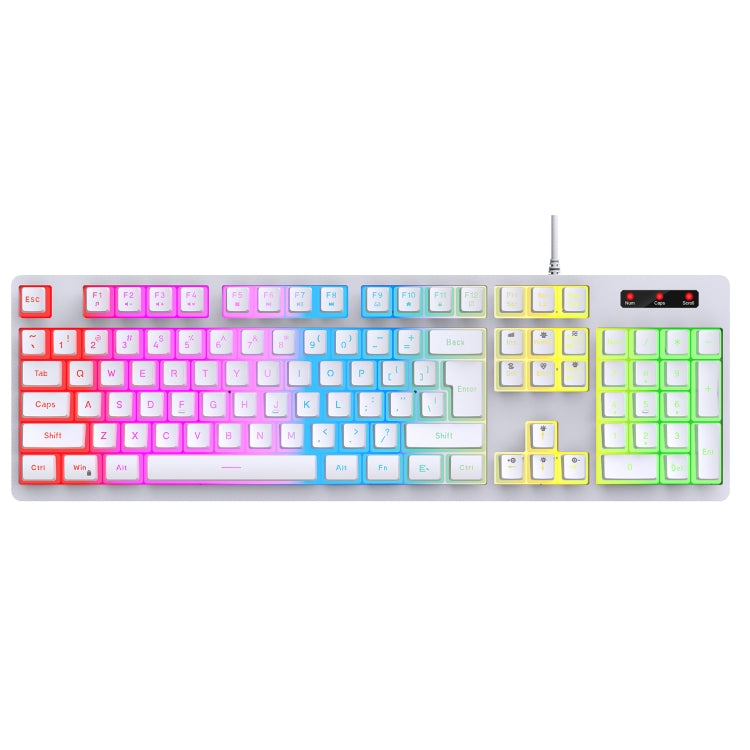 HXSJ L200 Wired RGB Backlit Keyboard 104 Pudding Key Caps(White) - Wired Keyboard by HXSJ | Online Shopping UK | buy2fix