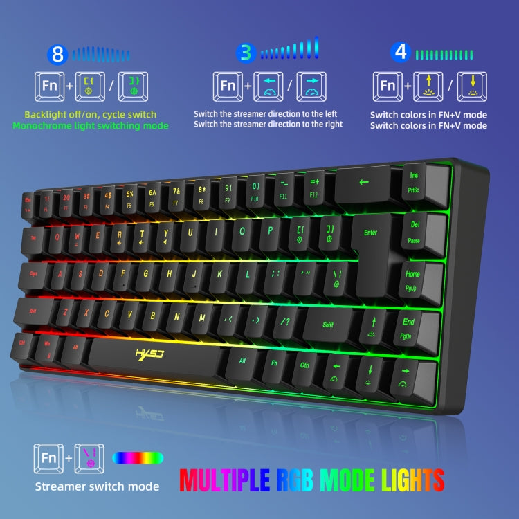 HXSJ V200 Wired RGB Backlit Mechanical Keyboard 68 Key Caps, Cable Length: 1.7m(Black) - Wired Keyboard by HXSJ | Online Shopping UK | buy2fix