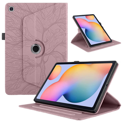 For Samsung Galaxy Tab S6 Lite P610 Tree Life Embossed Rotation Leather Smart Tablet Case(Rose Gold) - Tab S6 Lite P610 / P615 by buy2fix | Online Shopping UK | buy2fix
