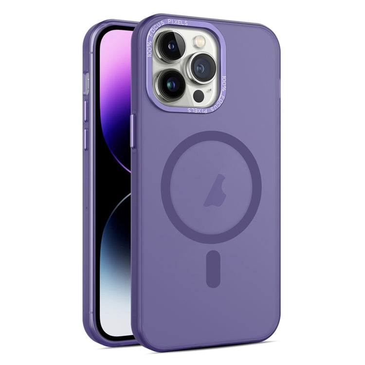For iPhone 14 Pro MagSafe Frosted Translucent Mist Phone Case(Dark Purple) - iPhone 14 Pro Cases by buy2fix | Online Shopping UK | buy2fix