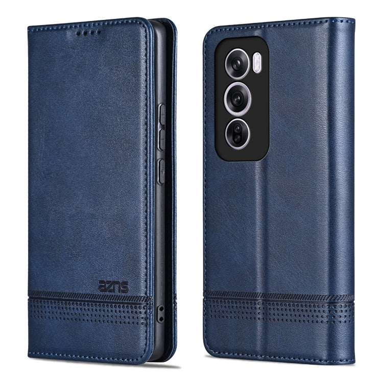 For OPPO Reno12 Global AZNS Magnetic Calf Texture Flip Leather Phone Case(Dark Blue) - Reno12 Cases by AZNS | Online Shopping UK | buy2fix